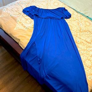 Off the shoulder  blue summer dress